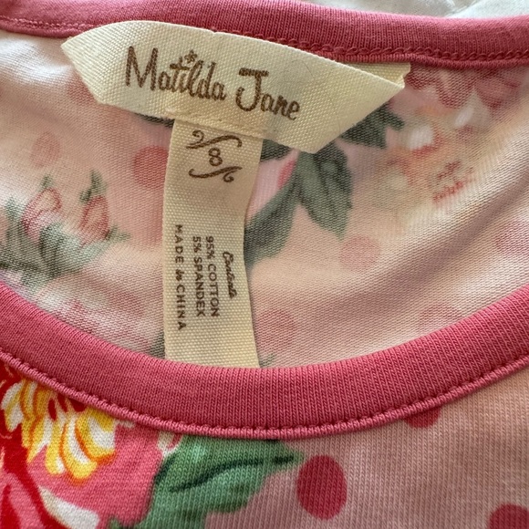 Matilda Jane Brilliant Daydream Think Pink Floral Polka Dot Top Shirt Size 8 - Picture 3 of 3